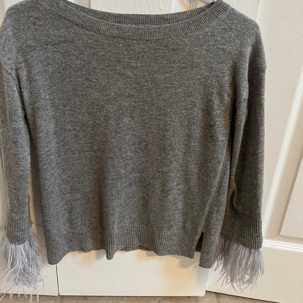 JCrew limited edition feather sleeves grey sweater XXS